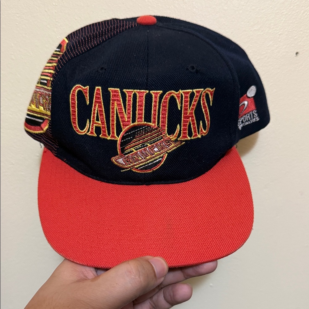 Canucks Black and Red Sports Hat
